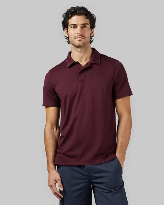 Mens Classic Casual Polo Oxblood 1