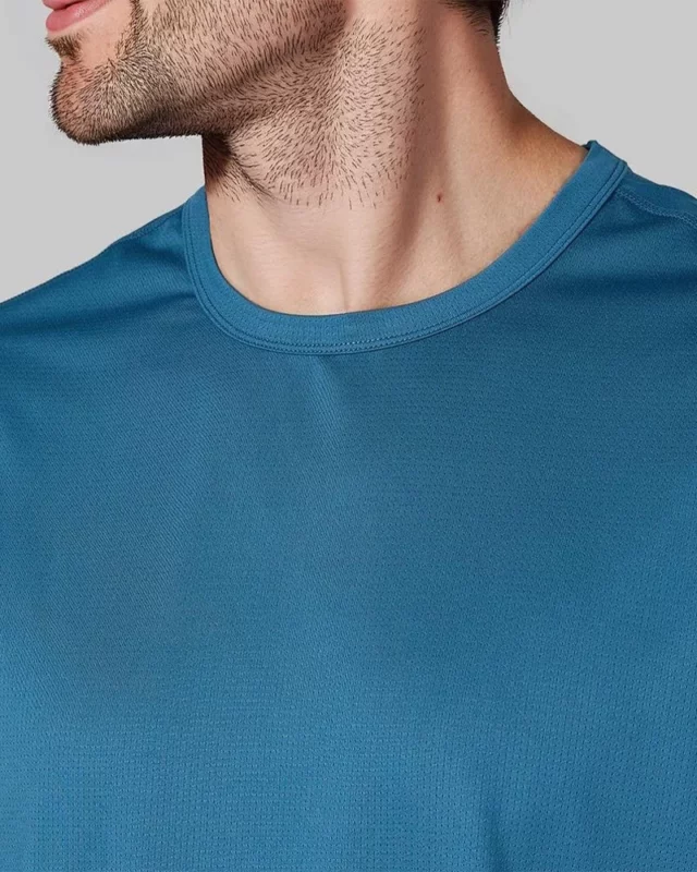Mens Performance Crew Neck T Shirt Blue Steel 2