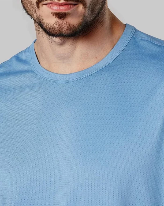 Mens Performance Crew Neck T Shirt Sky Blue 2